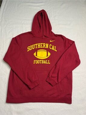 Nike NCAA USC Trojans Football Red Pullover Hoodie Sweatshirt Mens XL Jersey Vtg